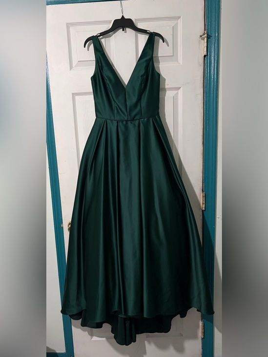 Betsy & Adam Dresses & Skirts - Betsy & Adam Emerald Green Satin V-Neck Maxi Dress